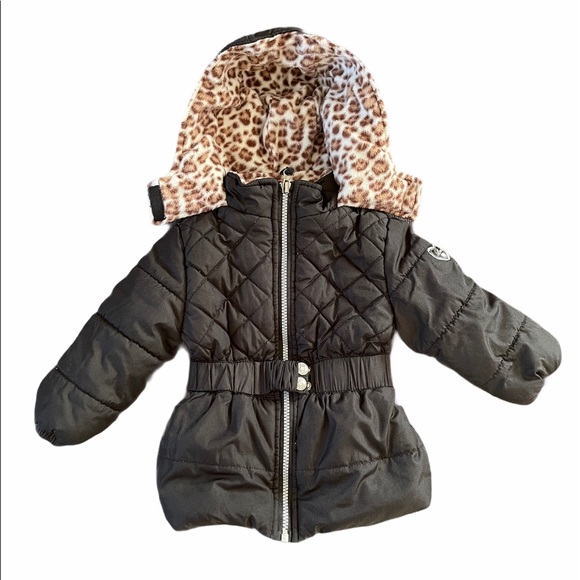 Pink Platinum Other - Quilted Black Jacket with Leopard Lining